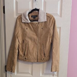 Ookie & Lala Tan Suede Teddy Jacket with Sherpa Collar